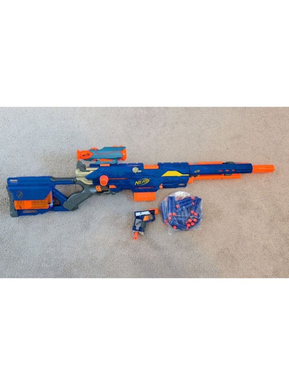 Nerf N-Strike Longstrike CS-6 Dart Blaster with Clips Darts Scope & Jolt Outdoor